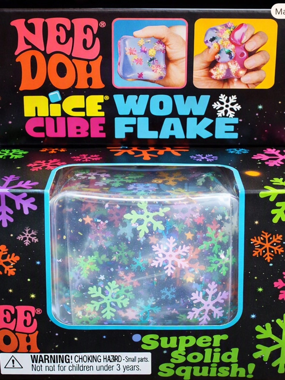 NeeDoh Nice Cube Wow Flake Squishy – Multicolor Snowflake Design